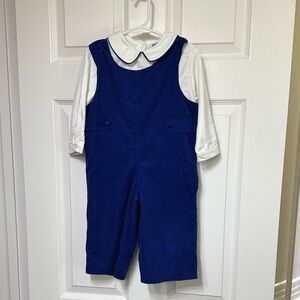 Luli & Me Boys Royal Blue Romper with White Shirt, size 24 months